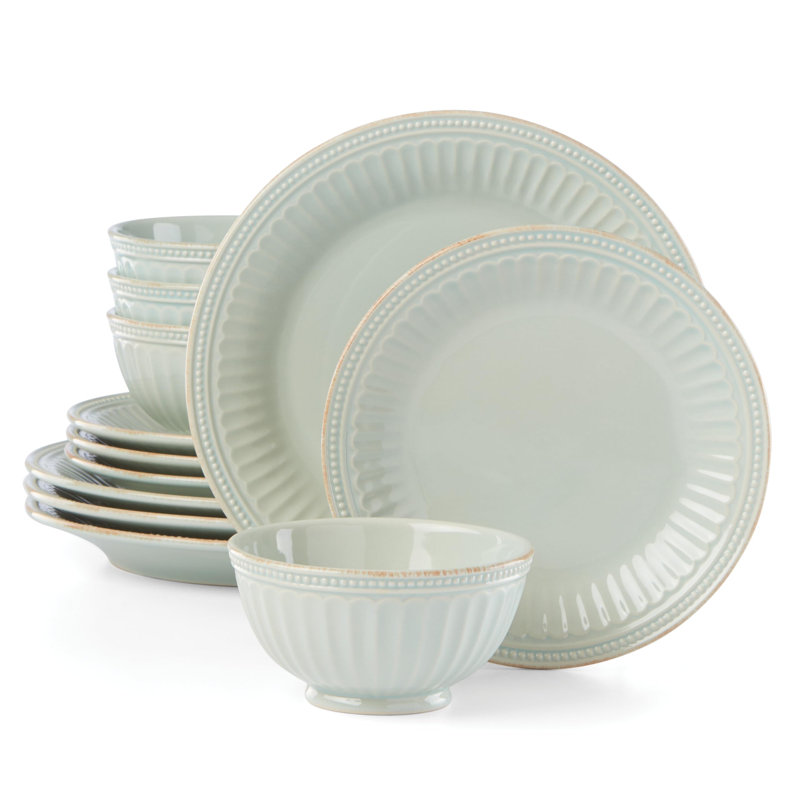 Amazon.com: Lenox 870009 French Perle Groove 12-Piece Plate